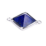 Silver Bezel Double Loop Mini Pyramid Crystal Connector Charm, 16×16mm Natural Gemstone Pyramid Link for DIY Bracelet Necklace Making