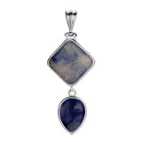 Geometric Elegance Natural Gemstone Pendant – Double Tier Rhombus & Teardrop Crystal Jewelry Gift