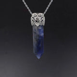 Natural Crystal Point Pendant Silver Filigree Crown Cap Chakra Healing Wand Charm for Reiki Jewelry Making