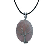 50mm Natural Tiger Eye Tree of Life Pendant Necklace, Silver Wire Wrapped Healing Crystal
