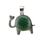 Lucky Elephant Crystal Holder Pendant • Retro Silver Animal Amulet with Natural Gemstone Sphere • Unisex Spiritual Wisdom Totem Jewelry Gift