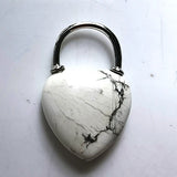 Natural Crystal Heart Lock Pendant Charms, Chakra Stone Beads for DIY Necklace Jewelry Making