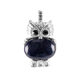 Silver Owl Gemstone Pendant for Making Jewelry #SP1760 Healing Chakra Crystal Bird Animal