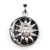 Platinum Gemstone Pendants key chain with Brass Findings Flat Round with Sun & Moon for Jewelry Making For Men and Women