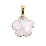 Natural Green Agate Plum Blossom Pendant - 20mm Gold-Plated Flower Crystal Charm for DIY Necklaces & Gifts