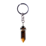 Natural Hexagonal Crystal Point Keychain, Silver Plated Wrap Chakra Healing Gemstone Keyring, Reiki Crystal Stone Charm Key Chain Gift by JOYA GIFT