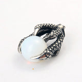 Dragon Claw Natural Gemstone Sphere Pendant, Gothic Dragon Claw Holding Crystal Ball Charm Pendant for Necklace