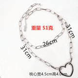 Boho Punk Multilayered Necklace Set Chunky Gold Silver Paperclip Chain Choker Hip Hop Heart Padlock Coin Pendant Statement Jewelry