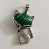 Natural Crystal Fox Pendant Necklace, Retro Turquoise & Multi-Gemstone Charm for Women & Girls