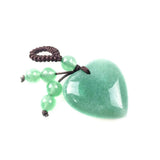 Natural Heart Crystal Keychain, Hand Knotted Chakra Gemstone Beads Love Stone Keyring for Mother’s Day Gift