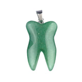 32mm Natural Crystal Tooth Pendant | Hand-Carved Gemstone Tooth Charm Necklace for Reiki Healing