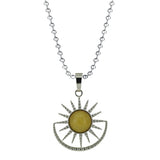 Boho Celestial Sun Crystal Necklace - Natural Gemstone Stainless Steel Chain