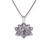 Stainless Steel Vintage Link Chain Custom Jewelry Bohemian Style Lotus Flower Jewelry for Women Necklace
