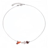 Chakra Crystal Chip Bar Necklace | Natural Gravel Stone Stainless Steel Chain for Women