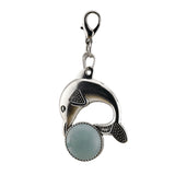 Bohemian Silver Marine Dolphin Key Ring • Cute Sea Animal Crystal Sphere Holder Charm • Unisex Beach Summer Theme Key Holder Clip Gift