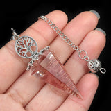 Chips Gemstone Tree of Life Resin Pendulum - Orgone Healing Dowsing Tool with Silver Chain for Divination, Hypnosis & Reiki - Spiritual Gemstone Gift for Wealth & Positivity