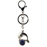 Bohemian Silver Marine Dolphin Key Ring • Cute Sea Animal Crystal Sphere Holder Clip • Heavy-Duty Swivel Lobster Clasp Christmas Gift