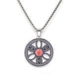 Hollow Life Flower Stainless Steel Gemstone Necklace for Women Men