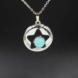 Star Hollow Natural Crystal Stone Locket Pendant, Openable Round Star Gemstone Charms Necklace, Healing Crystal Jewelry for Women Gift