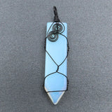 Retro natural crystal sword shaped manual winding pendant pine Opal Pendant Natural Amethyst Gemstone Big Pointed Sword Arrow
