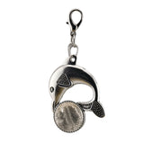 Bohemian Silver Marine Dolphin Key Ring • Cute Sea Animal Crystal Sphere Holder Charm • Unisex Beach Summer Theme Key Holder Clip Gift