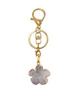 Natural Crystal Flower Keychain Gold Plated Healing Stone Keyring Flower Pendant Bag Charm for Women Jewelry Gift