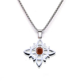 Stainless Steel Witch’s Knot Gemstone Necklace  Celestial Moon Goddess Pendant - Wiccan Protection Jewelry for Women & Men