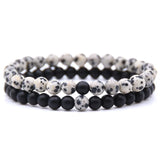 6mm Double Layer Natural Stone Stretch Bracelet, Chakra Healing Crystal Beaded Couple Bracelets Unisex Elastic Wrist Jewelry Gift for Men Women