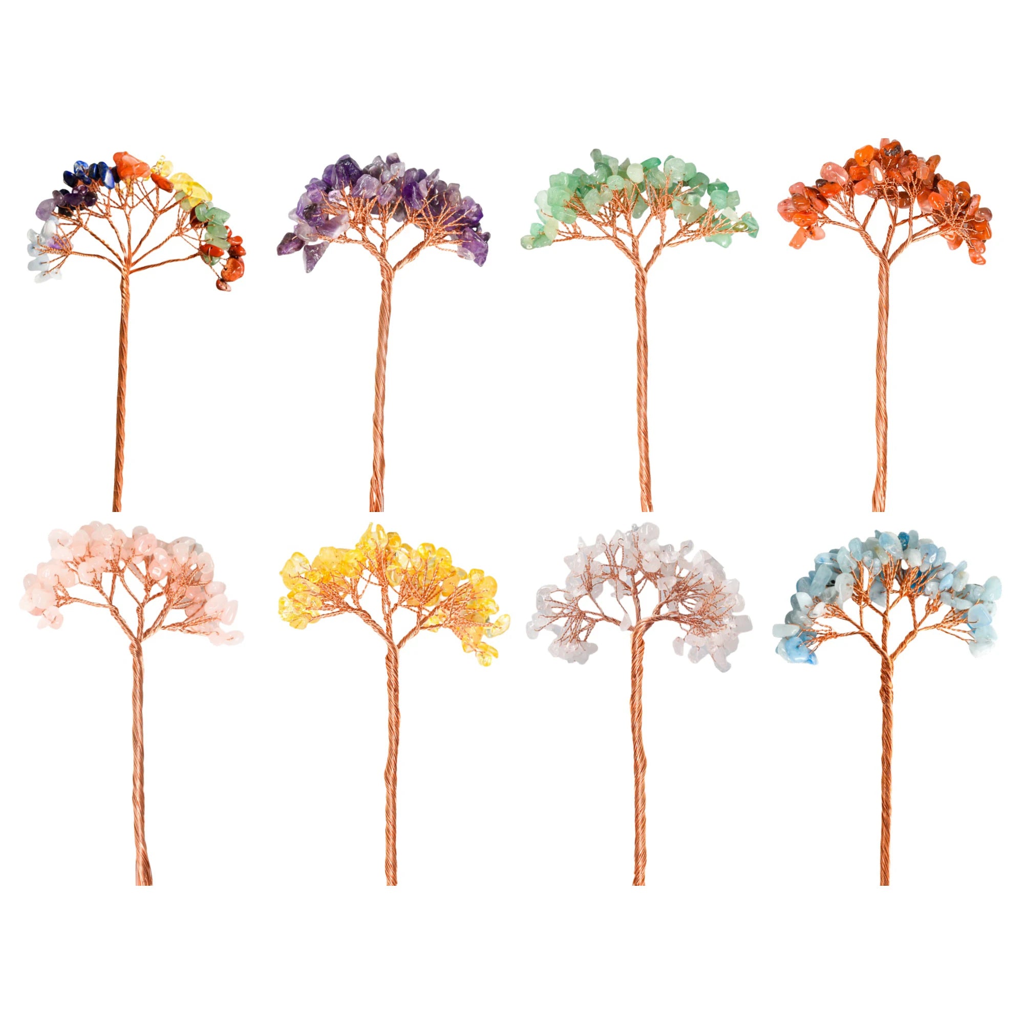 Multicolored Natural Crystal Tree 16cm Big Branches, Home Office Desk Decoration, Feng Shui Craft Gift, Stone Healing Handicraft (5-8mm Gravel)