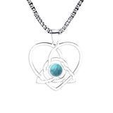 Stainless Steel Celtic Knot Heart Necklace Gemestone Triquetra Symbol Pendant - Eternal Love Spiritual Jewelry for Women & Men