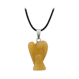 Handmade Craved 1.5Inch Gemstone Angel Pendant Necklace -45CM Black Cord #SN1531