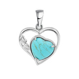 Natural Crystal Heart Pendant, Hollow Silver Frame with Gemstone Center for Women’s Jewelry