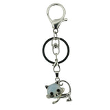 Healing Crystal Rose Quartz Semiprecious Stone Crafts Charm Cat Pendant Keychain for Women and Men