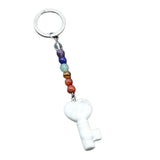 7 Chakra Beads Heart Key Crystal Keychain, Natural Healing Gemstone Love Key Pendant Gift