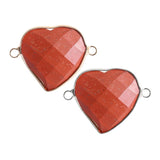 25mm Faceted Heart Gemstone Connector | Silver-Plated Brass Edge Double Loop Link for Jewelry Making