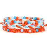 Stackable 3-Layer Summer Beach Bracelet - Colorful Seed Bead & Braided Cord Jewelry - Adjustable Friendship Gift