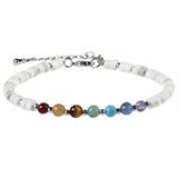 7 Chakra Healing Heishi Stone Beaded Bracelet Natural Gemstone Disc Bead Adjustable Silver Chain Bracelet for Yoga Meditation Women Men