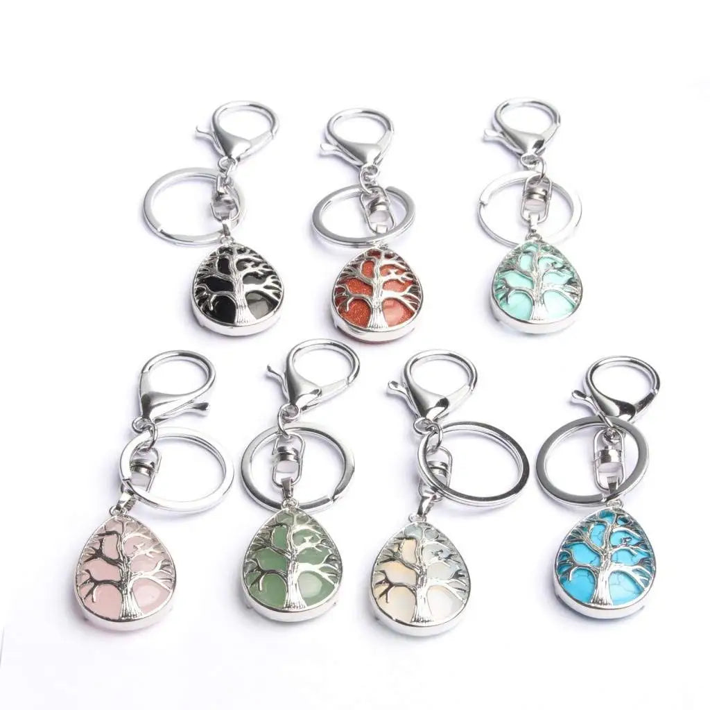 Water drop hollowed out Life Tree Pendant Key Chain Sterling Silver Jewelry for Women Gifts and men for Jewelry Making