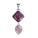 Geometric Elegance Natural Gemstone Pendant – Double Tier Rhombus & Teardrop Crystal Jewelry Gift