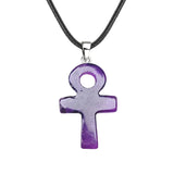 20×30mm Natural Crystal Ankh Cross Pendant Necklace | Egyptian Symbol Gemstone Jewelry for Men & Women