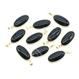 35mm Natural Green Aventurine Oval Pendant Necklace, Gold-Plated Bezel Gemstone Charm