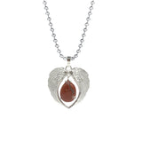 Vintage Silver Angel Wings Heart Necklace - Ready to Wear Teardrop Crystal Ball Chain Pendant for Women, Spiritual Gift
