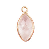 Natural Crystal Marquise Cut Pendant: 18mm Gold-Plated Healing Stone Charm for Necklaces & Spiritual Gifts