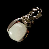 Rose Flower Bezel Round Natural Gemstone Pendant, 16mm Sphere Crystal Silver‑Tone Alloy Charm for Necklace Jewelry Making