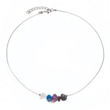 Chakra Crystal Chip Bar Necklace | Natural Gravel Stone Stainless Steel Chain for Women