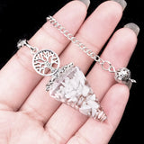 Chips Gemstone Tree of Life Resin Pendulum - Orgone Healing Dowsing Tool with Silver Chain for Divination, Hypnosis & Reiki - Spiritual Gemstone Gift for Wealth & Positivity