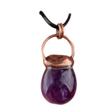 Mystic Crystal Potion Jar Necklace - Antique Bronze Capped Waterdrop Gemstone Magic Spell Vessel Amulet for Women Men