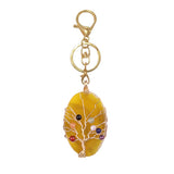 Tree of Life Wire Wrapped Crystal Keychain Seven Chakra Healing Stone Agate Pendant Purse Charm Boho Gift