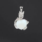 Dragon Wrapped Crystal Sphere Pendant Silver Plated Natural Round Gemstone Ball Charm for Feng Shui Chakra Necklace Making