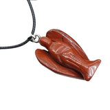 Handmade Craved 1.5Inch Gemstone Angel Pendant Necklace -45CM Black Cord #SN1531